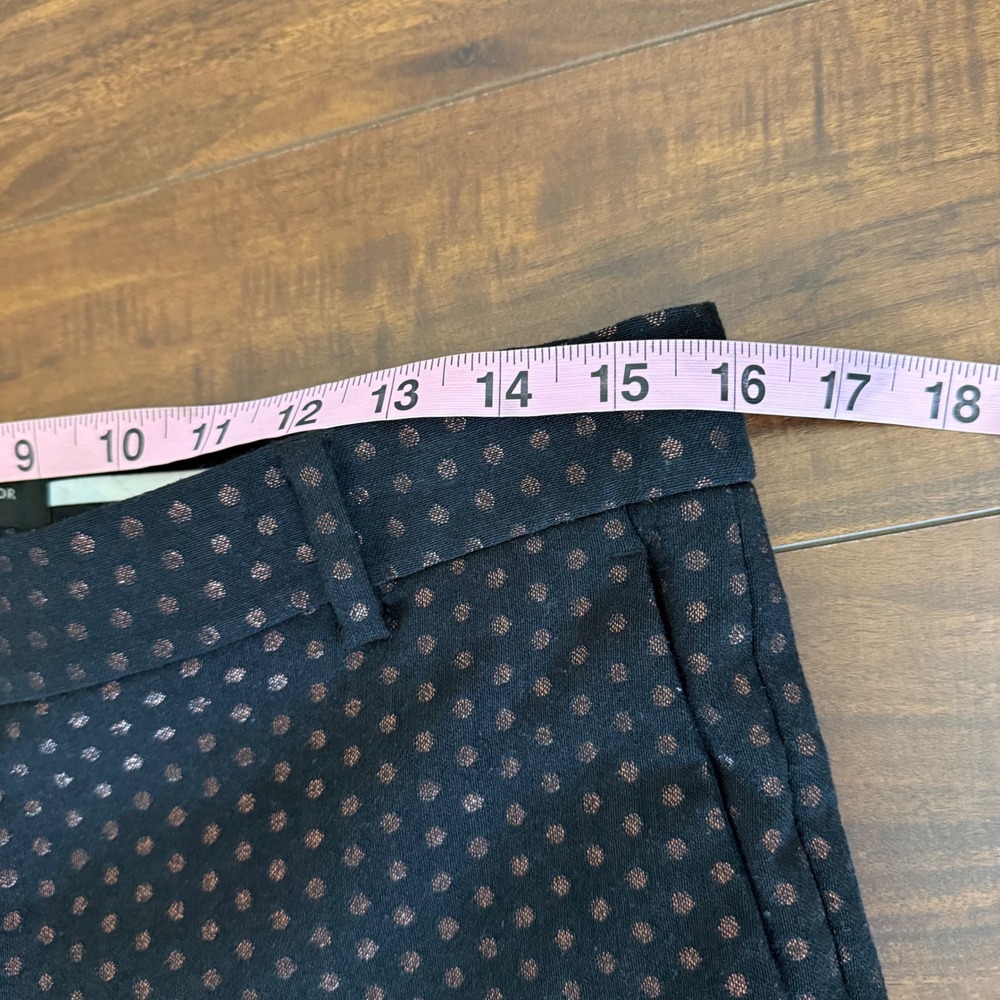 Ann Taylor Devin Fit Rose Gold Metallic Polka Dot Ankle Pants Size 4 Slim Office - Picture 10 of 12